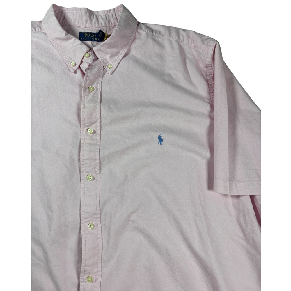 Polo Ralph Lauren Mens 3XLT Pink Oxford Short Sleeve Button Down Shirt Pony Logo